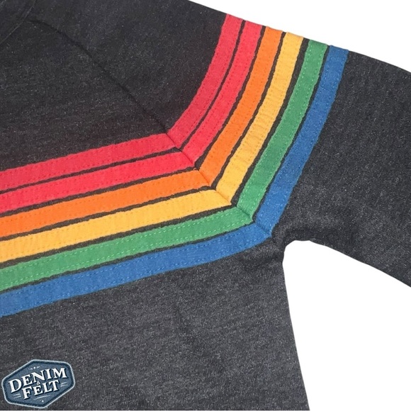 Aviator Nation Unisex Charcoal 6 Stripe Chevron Crewneck/Sweatshirt | PRELOVED🌈 - Picture 4 of 11
